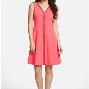 Elie Tahari Lindy Dress Coral Full Zip